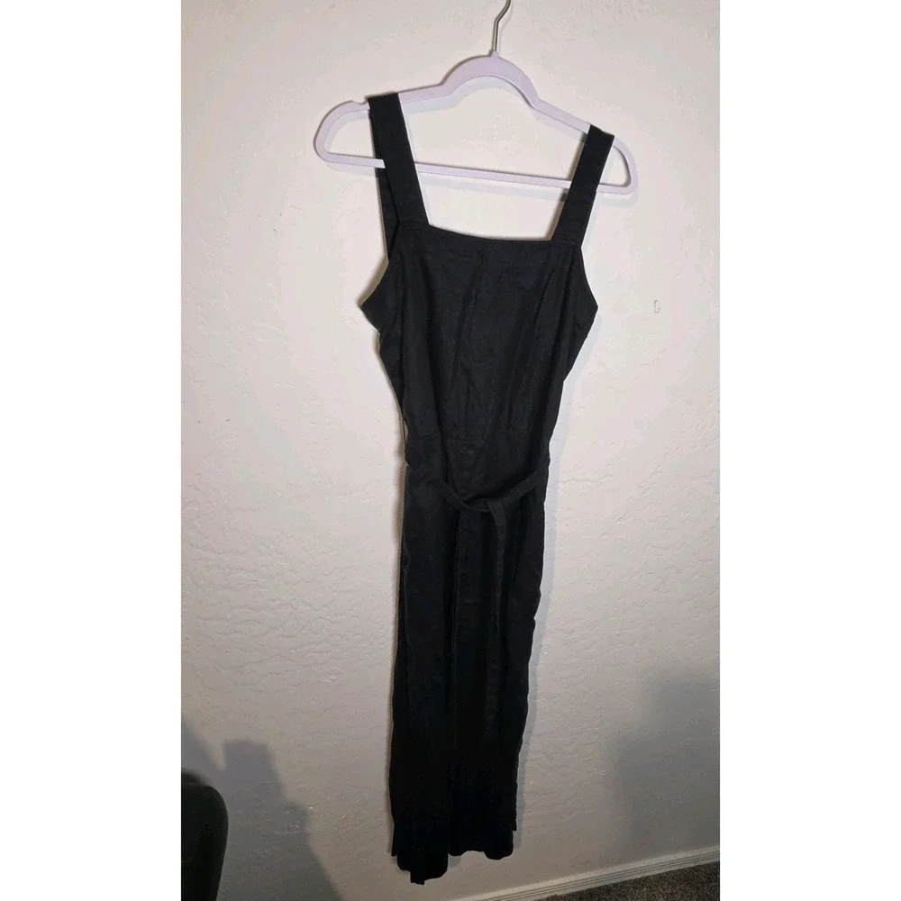 Quince 100% European Linen Square Neck Jumpsuit Deep Navy Size Medium